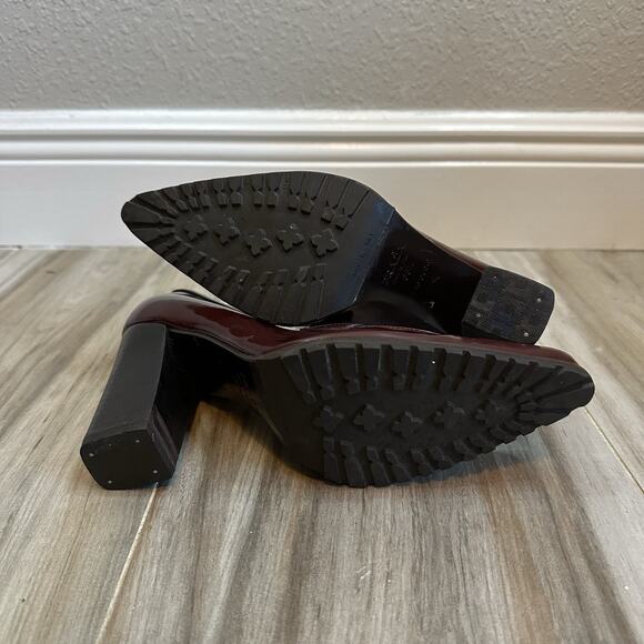 VTG Prada Block Heel Burgundy Red Loafers 8.5/38.5 Heels Pumps Twee Retro Goth - Picture 7 of 14